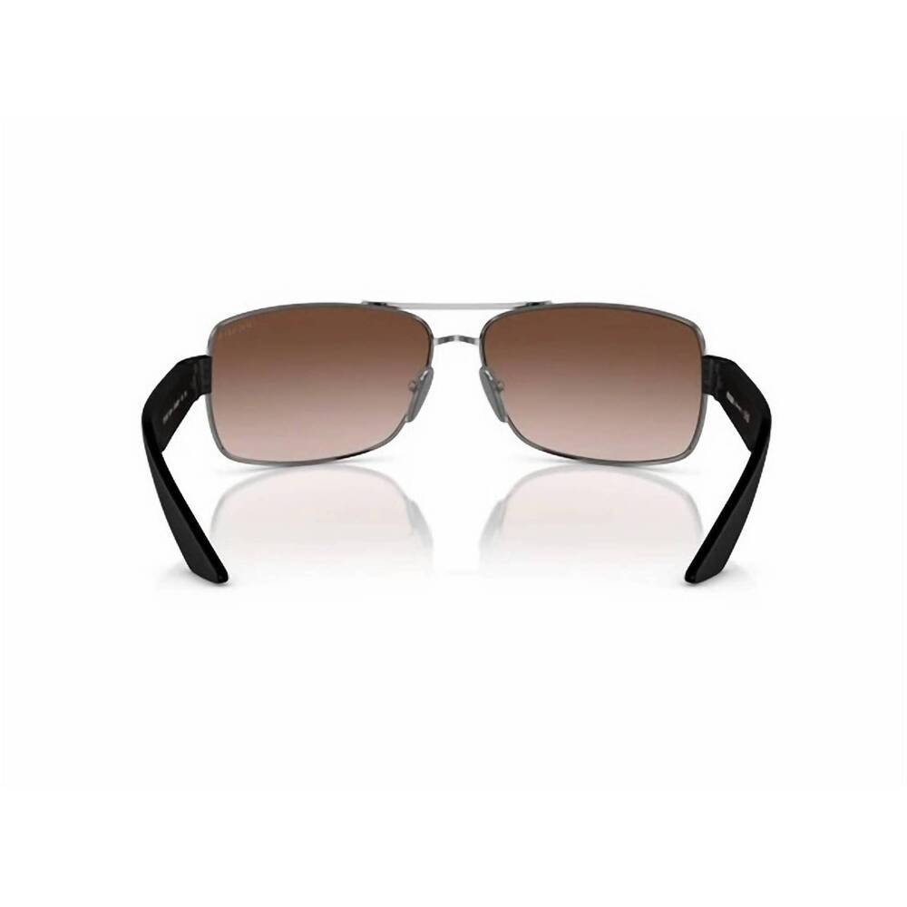 NEW PRADA men's sps50z rectangle non-polaroid sunglasses in gunmetal black - Picture 4 of 4